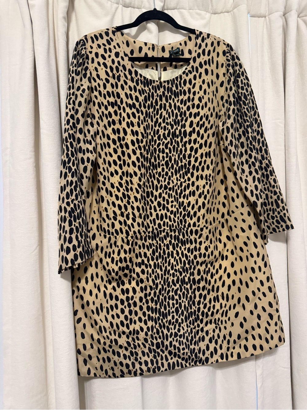 J. Crew Tan Tunic with Black Spot Print